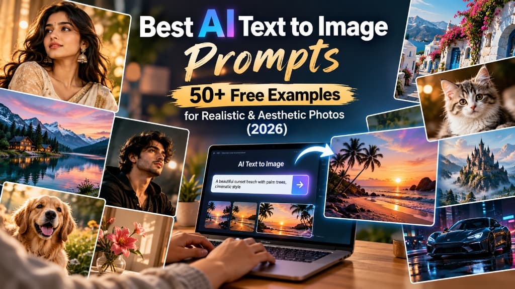 Best AI Text to Image Prompts: 50+ Free Examples for Realistic and Aesthetic Photos (2026)