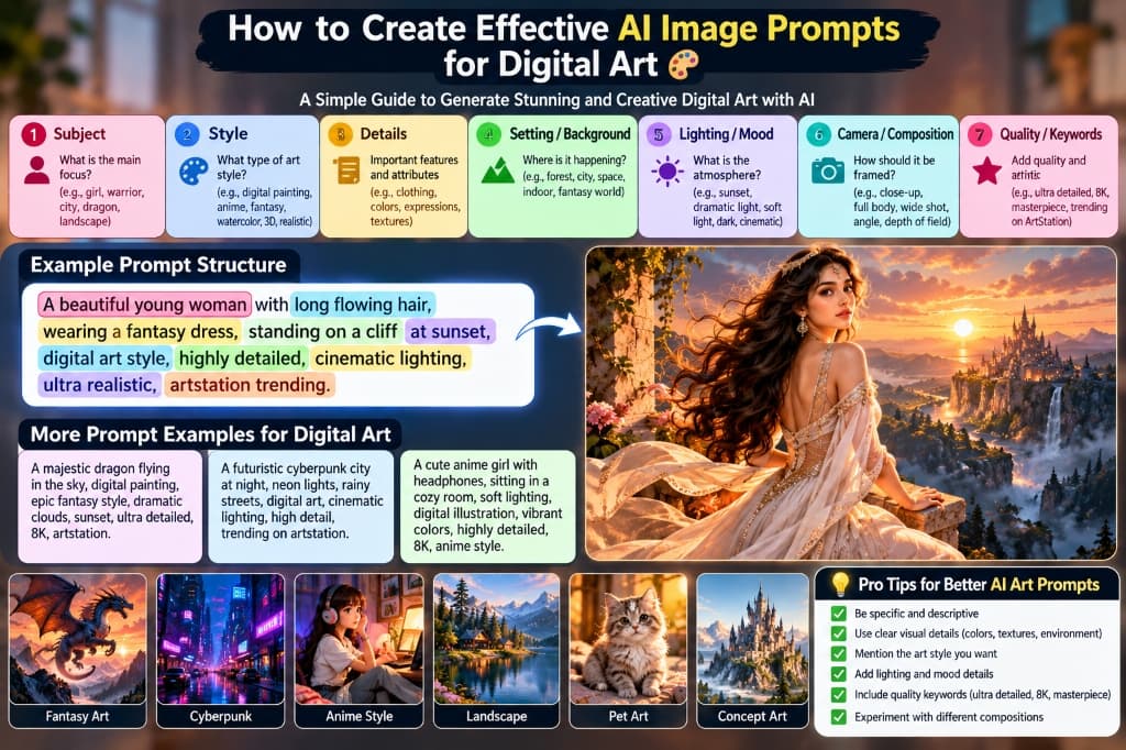 How to Create Effective AI Image Prompts for Digital Art Infographic Blueprint