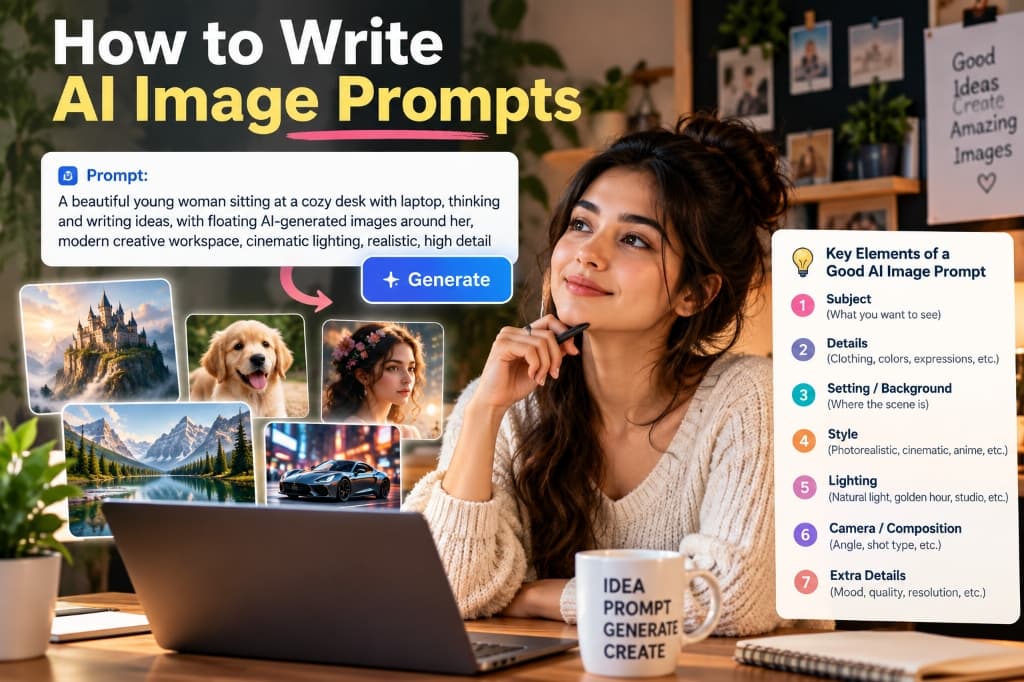 How to Write AI Image Prompts: 7 Core Elements Infographic