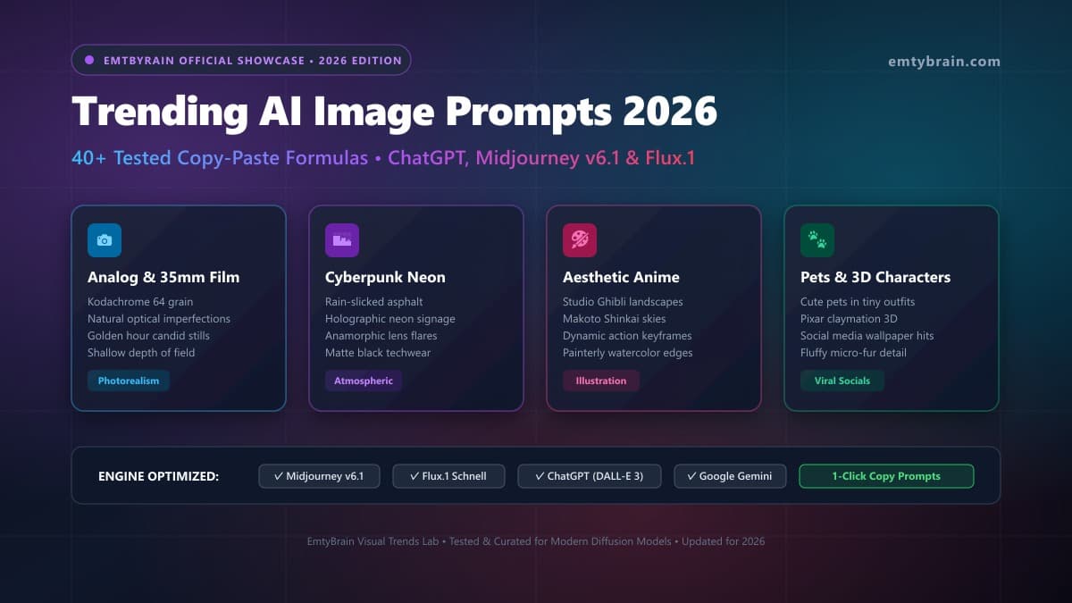 Trending AI Image Prompts 2026 Infographic Showcase