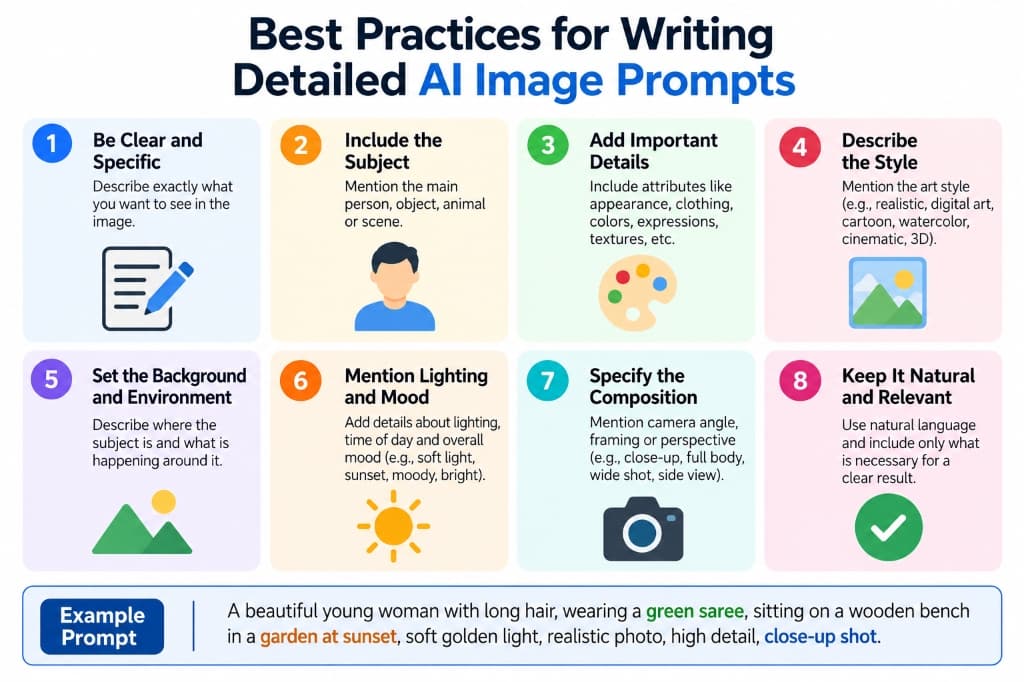 Best Practices for Writing Detailed AI Image Prompts Infographic Blueprint