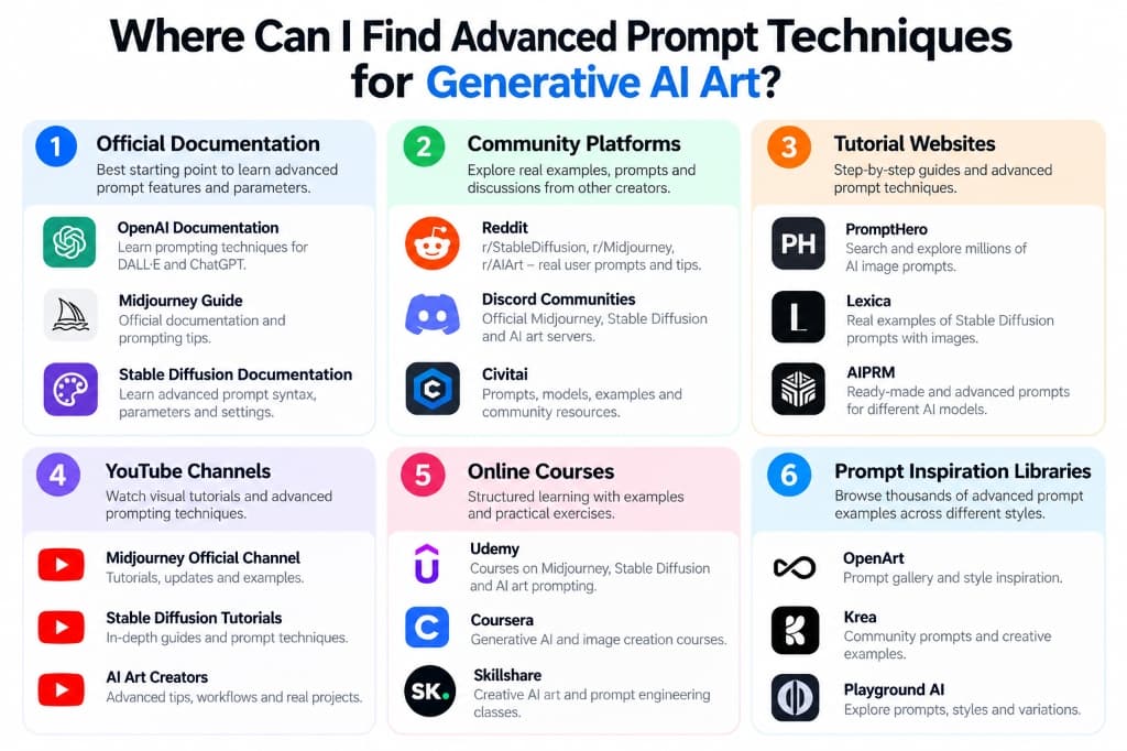 Where Can I Find Advanced Prompt Techniques for Generative AI Art Infographic Guide
