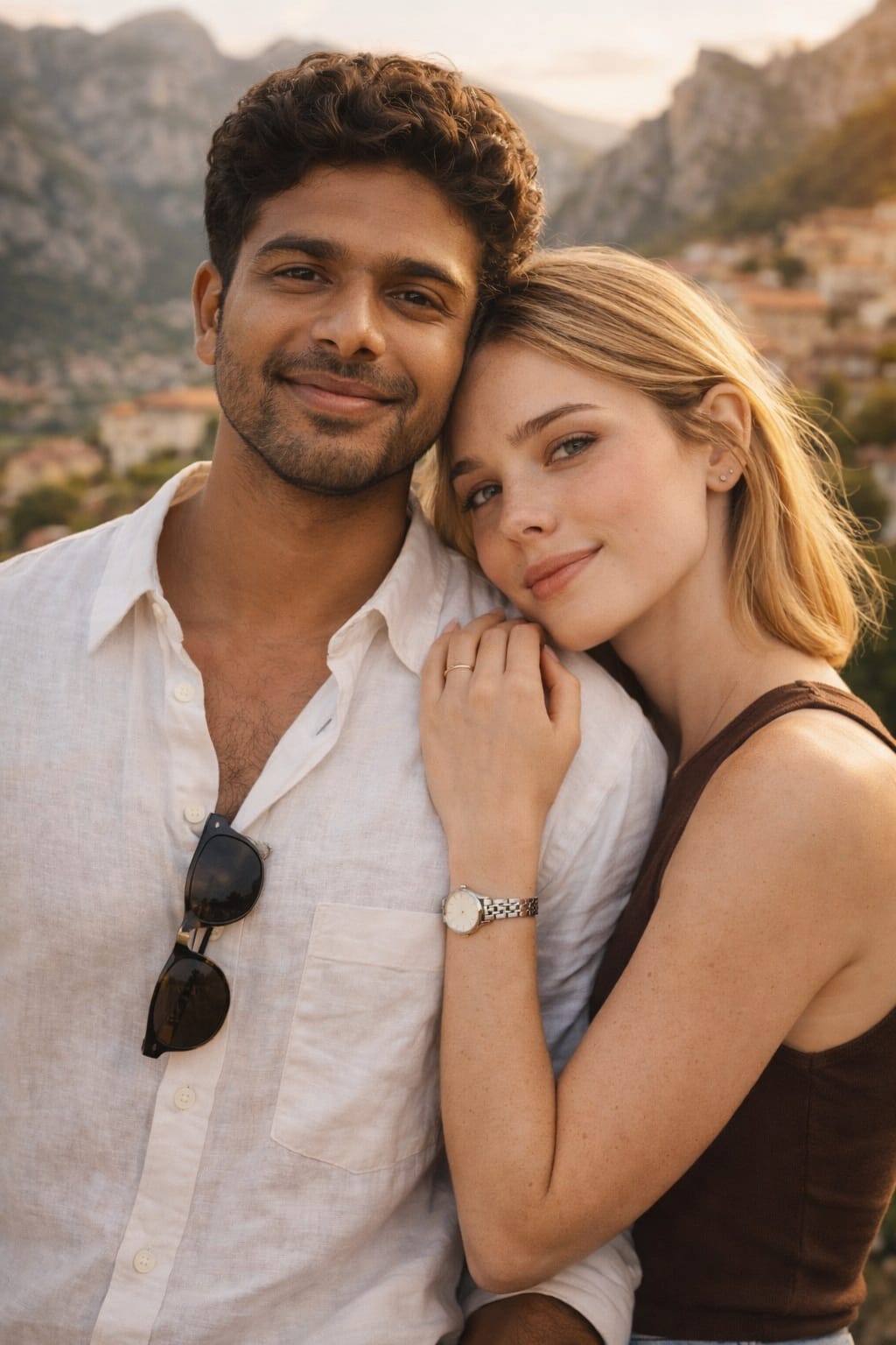 happy young couple posing