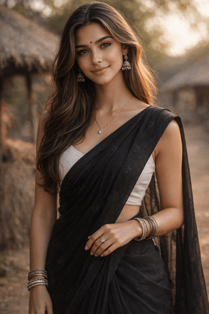 Rustic Grace Saree Pose
