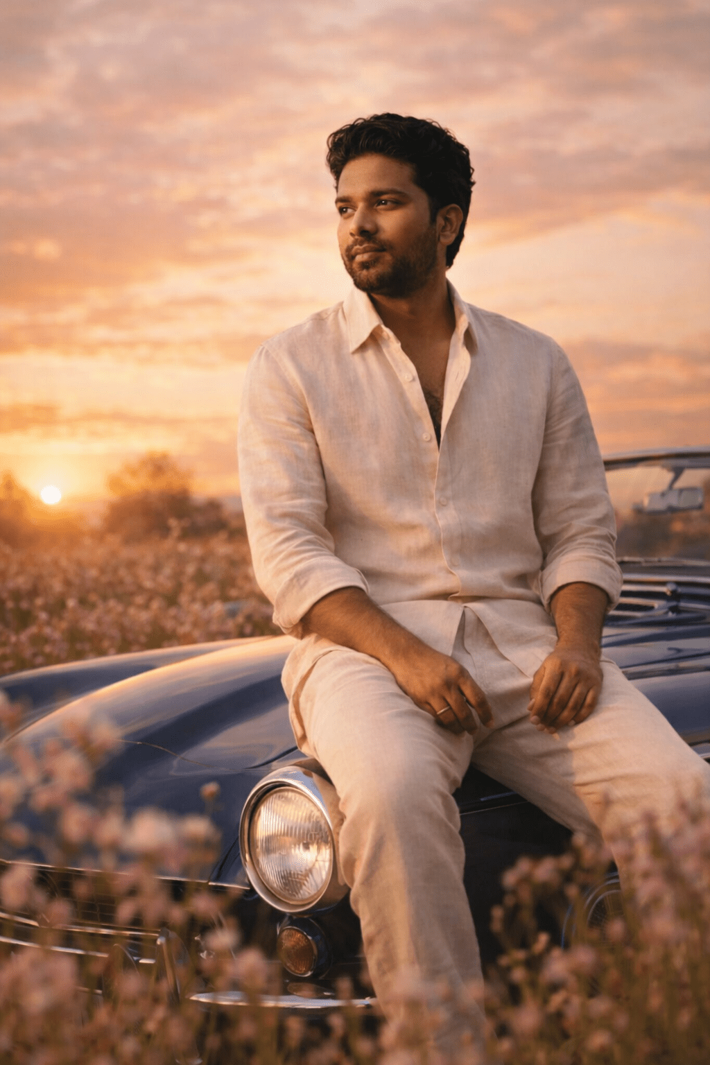 vintage deep blue classic convertible car