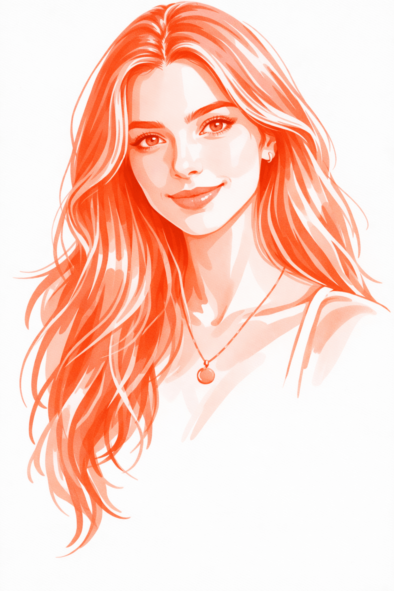 Minimal Mono-Tone Watercolor Marker Portrait