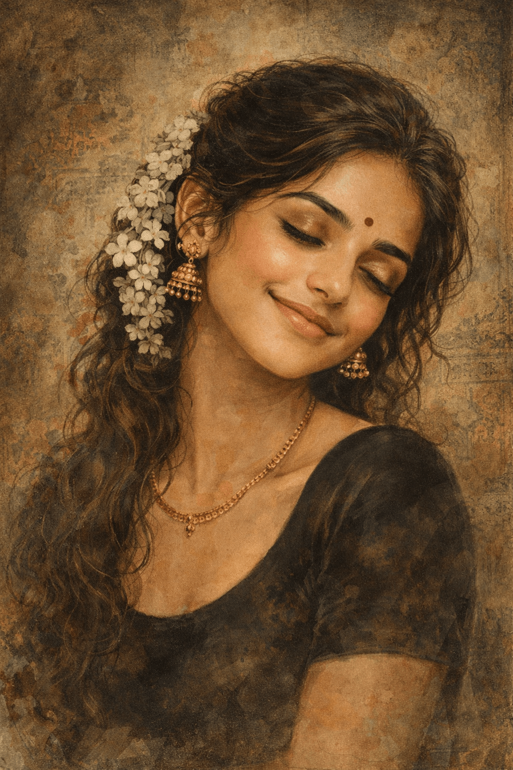 Serene beauty with jasmine and gold