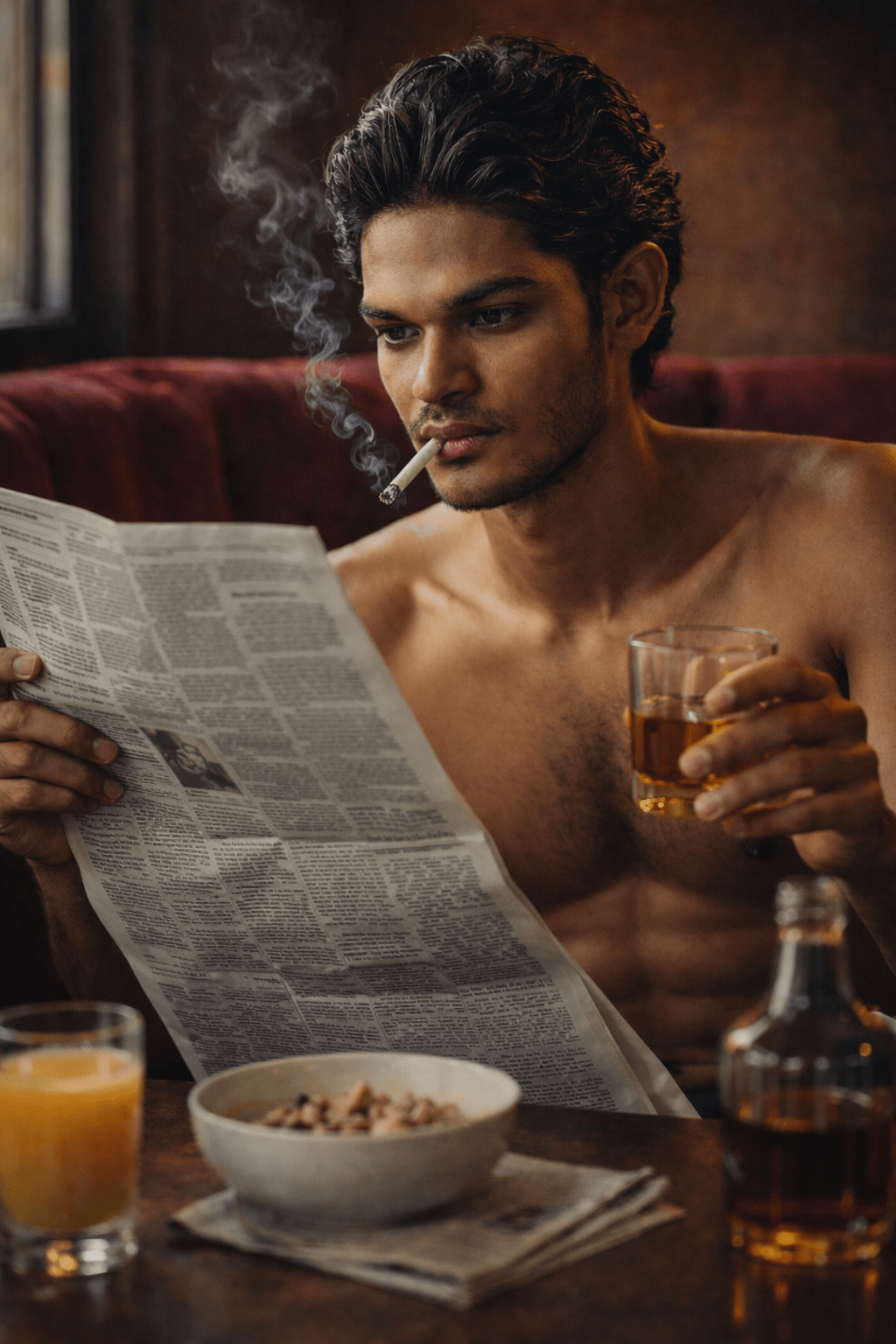 Midjourney Ai prompt for "cinematic portrait of a bold