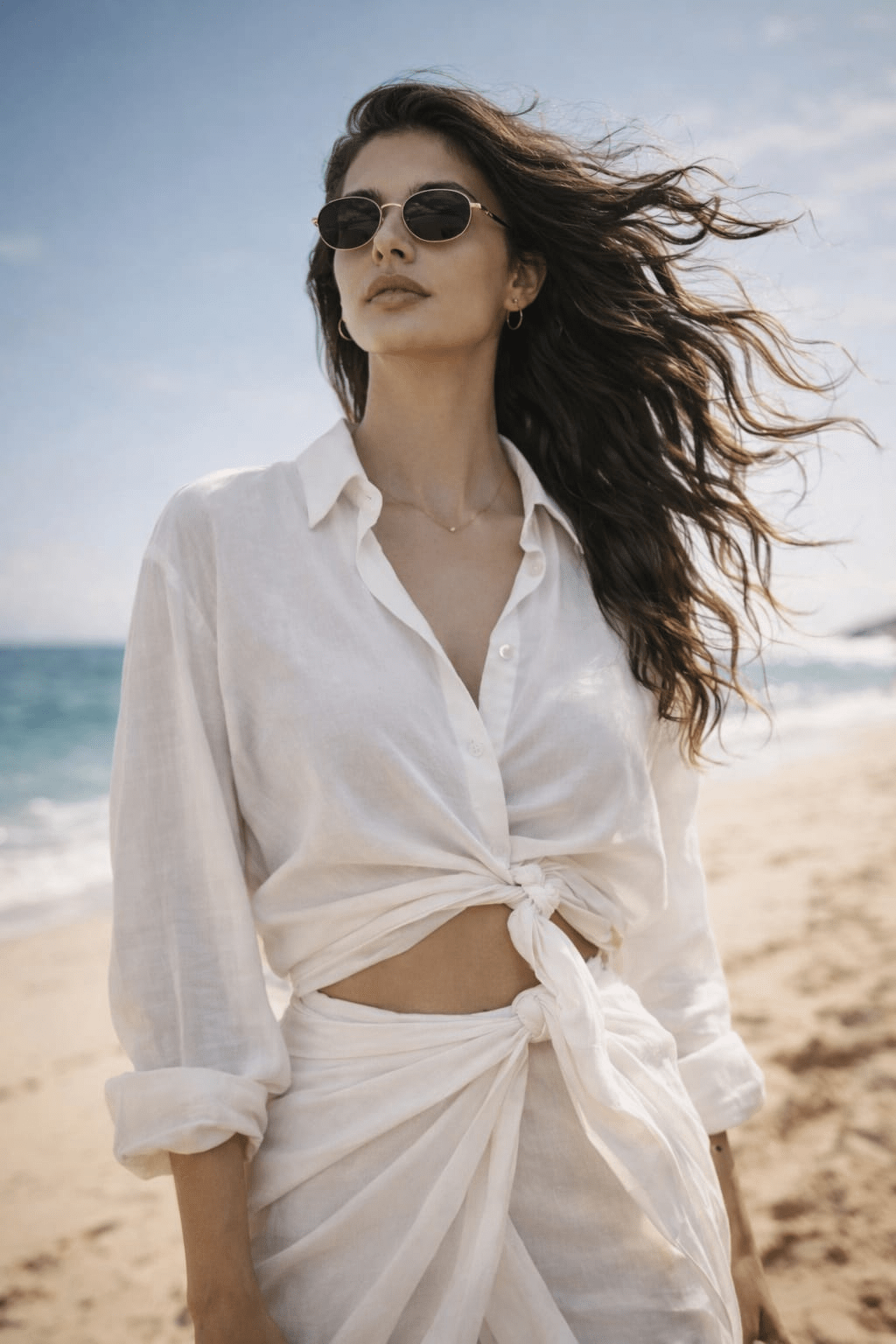 on a bright sunny beach