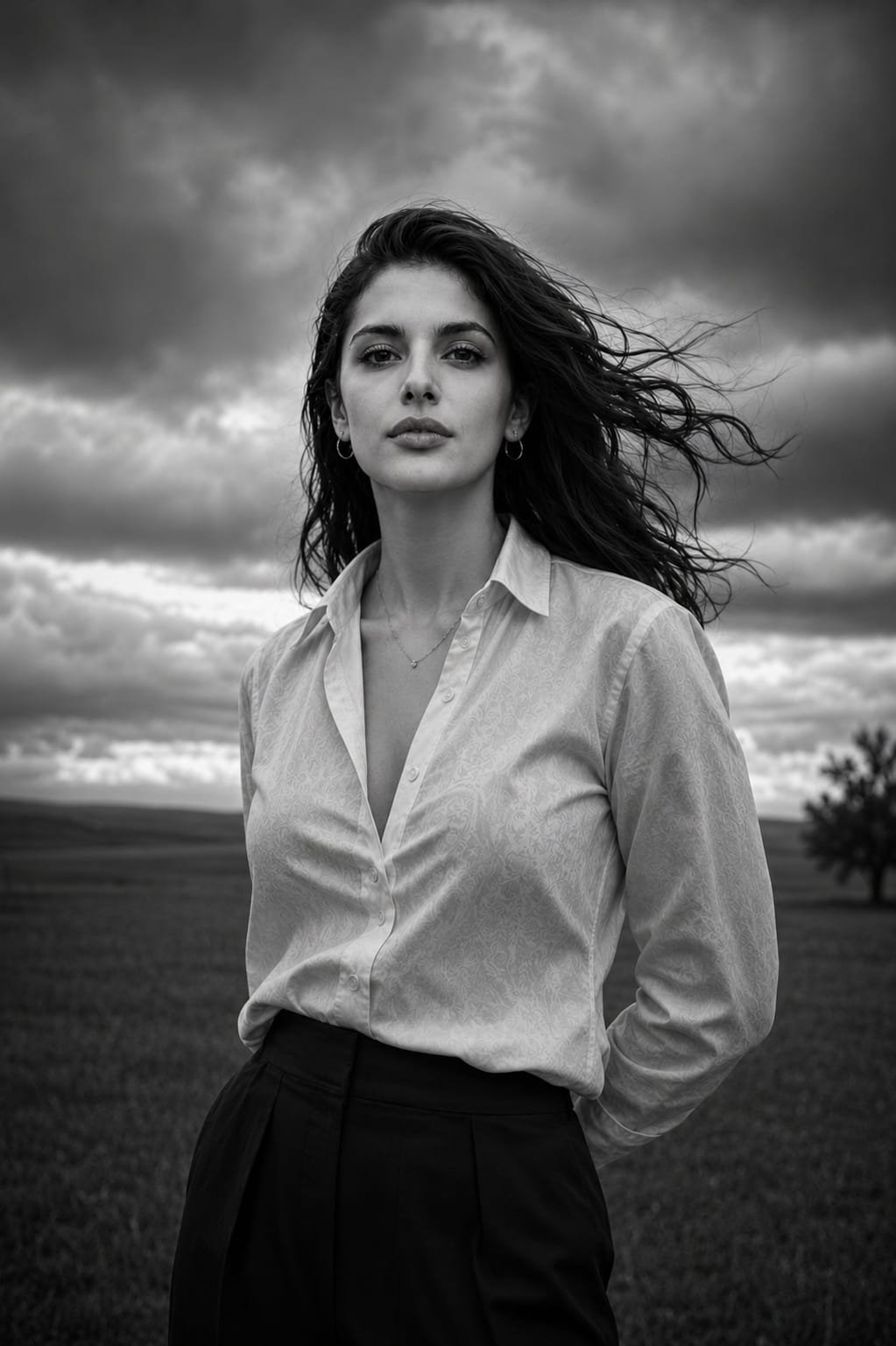 black and white cinematic portrait midjourney prompt