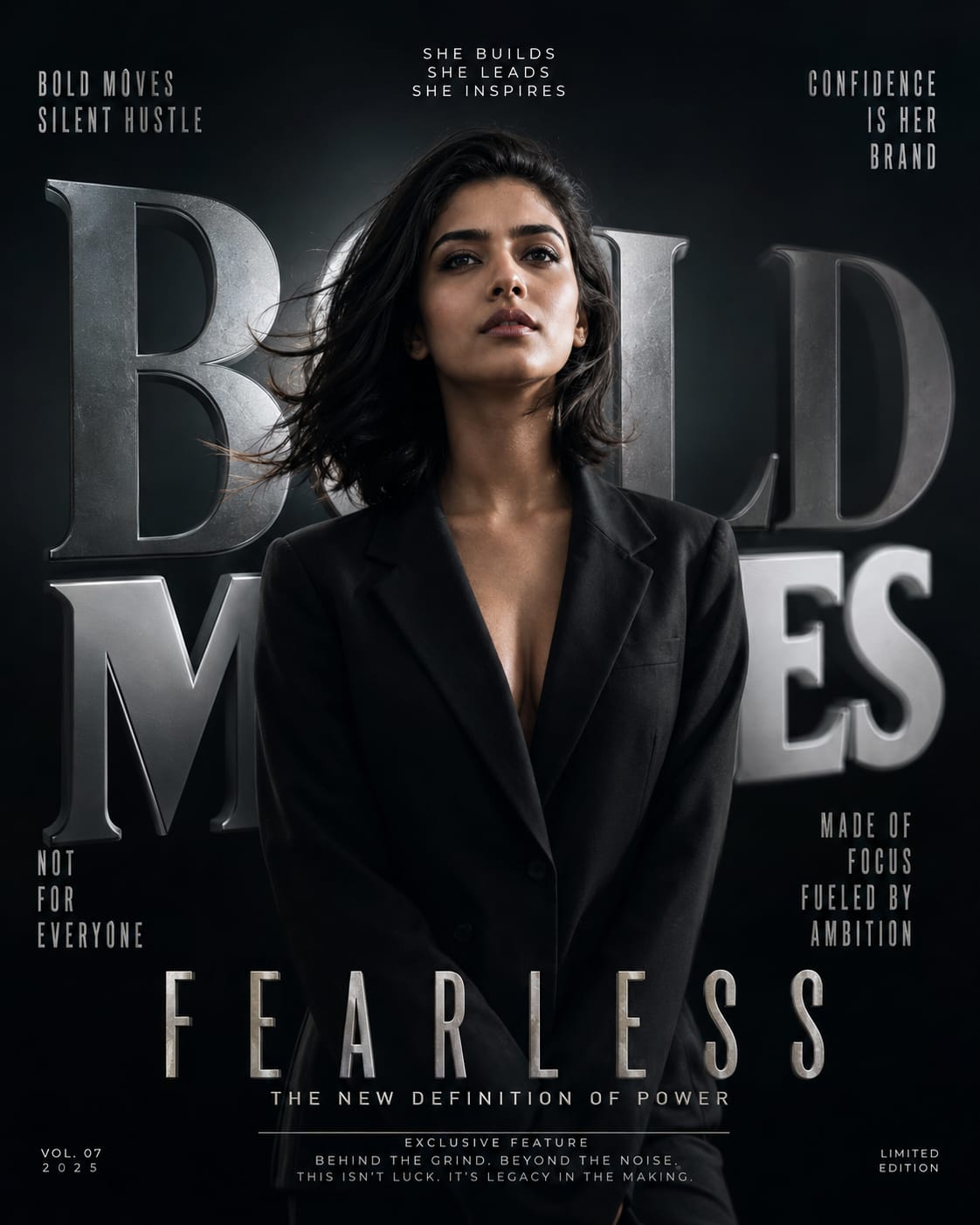 cinematic typography portrait prompt luxury editorial AI art