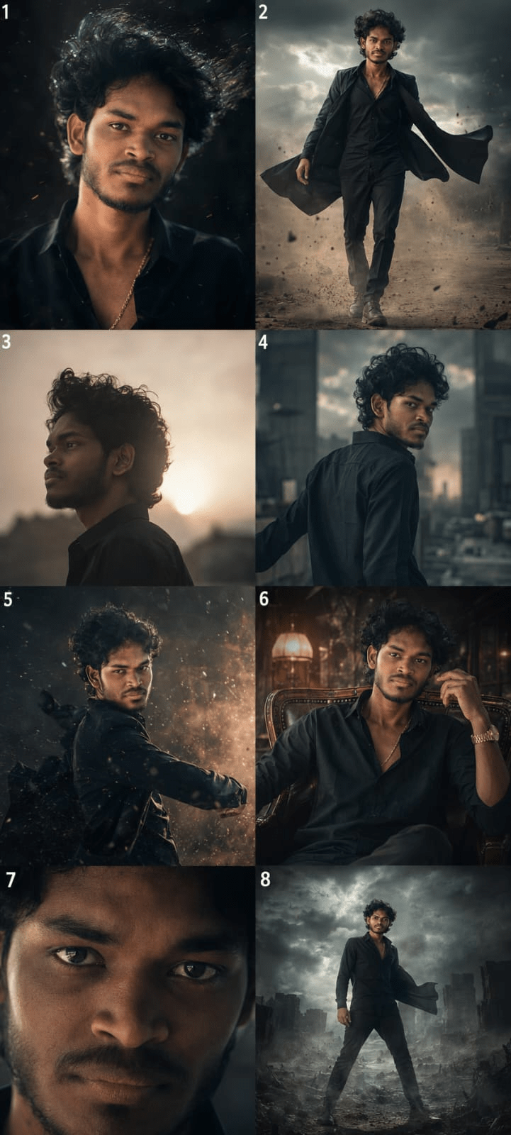 cinematic character montage prompt Hollywood AI movie scene