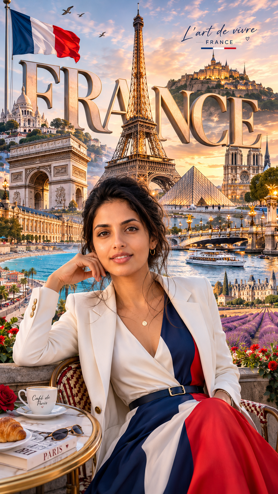 AI prompt for young france women travel editorial prompt