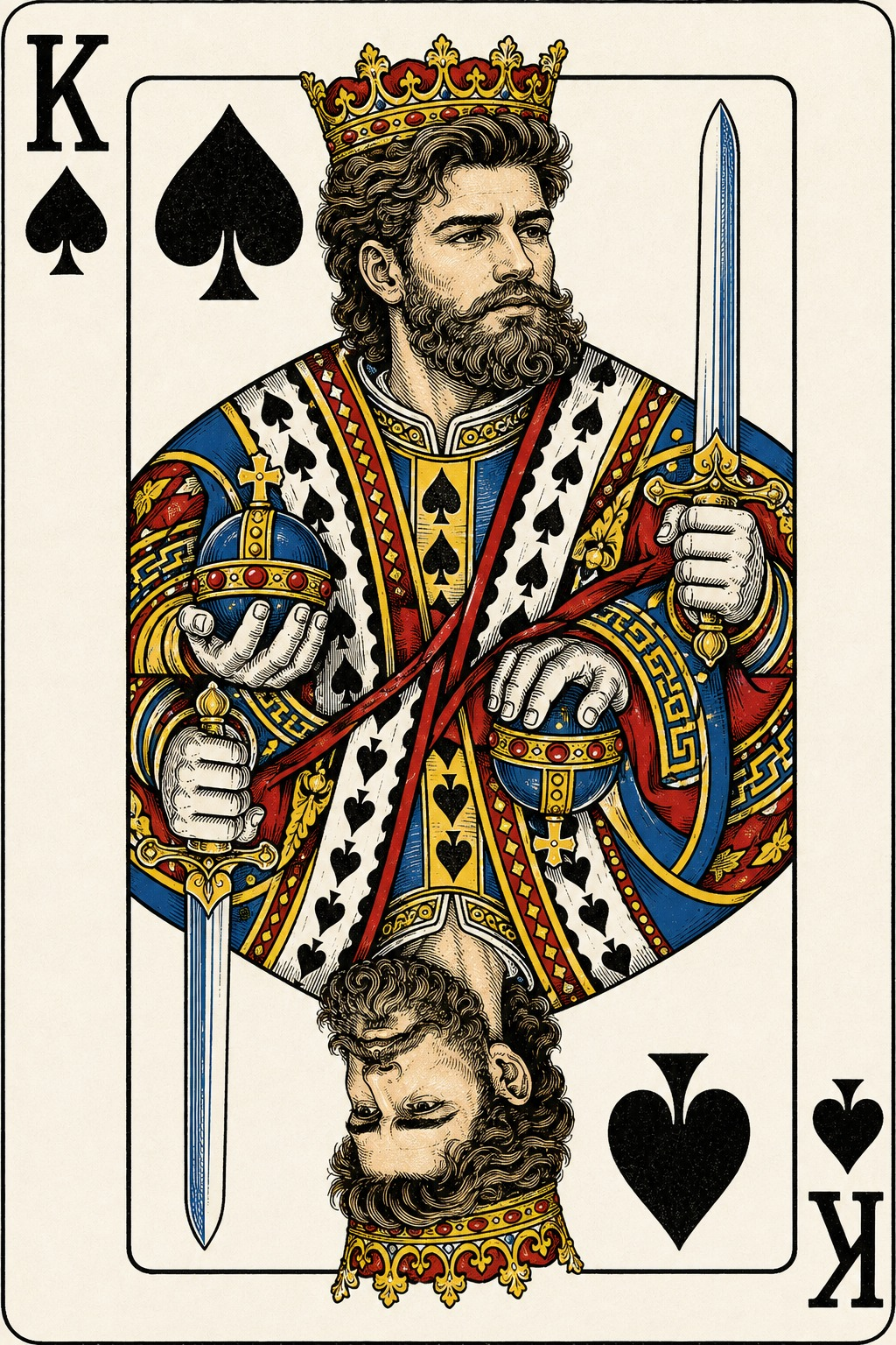 King of Spades AI portrait prompt vintage playing card