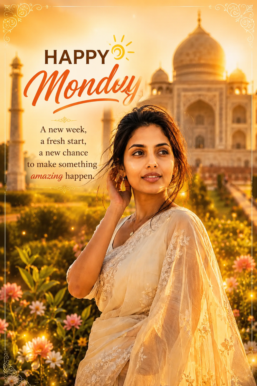 AI generated Happy Monday photo poster
