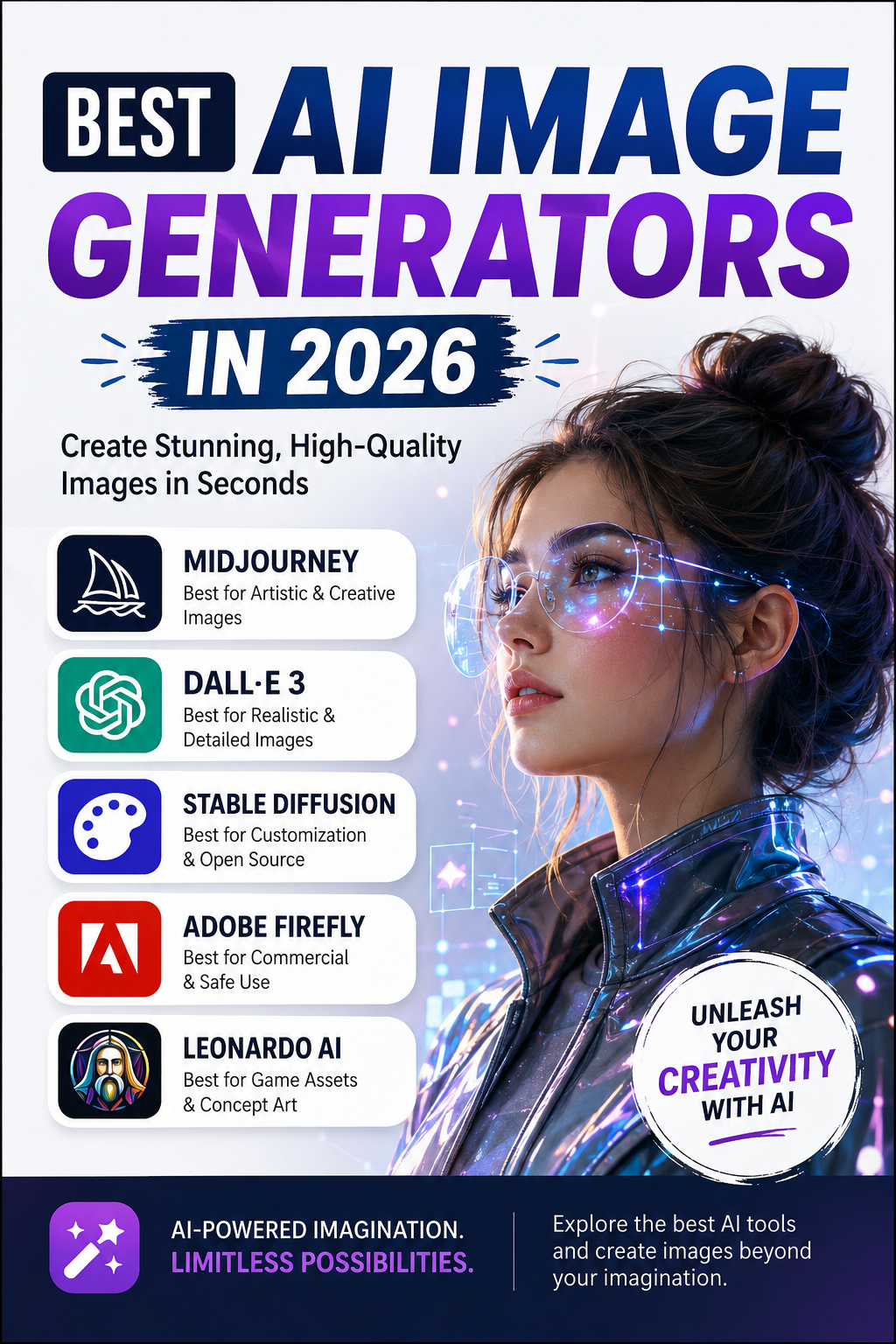 Best AI image generators in 2026 comparing Midjourney, DALL-E, Stable Diffusion, Adobe Firefly, and Leonardo AI